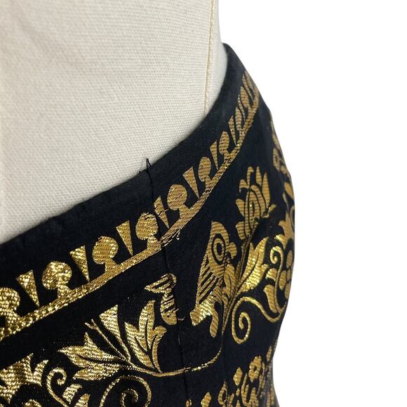 Ralph Lauren Black Label Silk Blend Black & Gold Strapless Top Size 6 Vintage - Picture 4 of 16